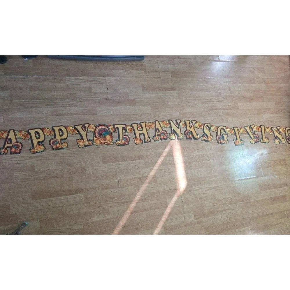 Vtg Happy Thanksgiving Banner Sign Die Cut Cardboard Hanging 7 